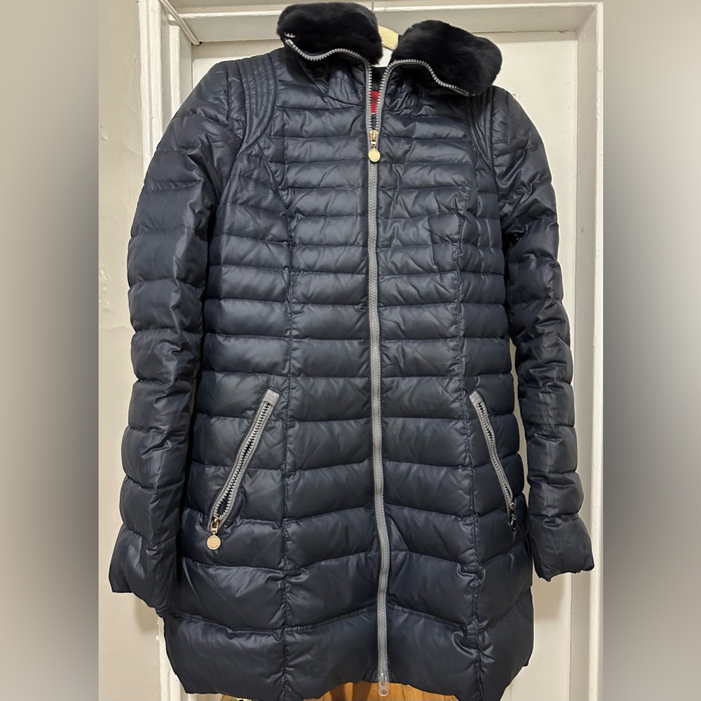 Snowimage Navy Blue Jacket with Removable Fur Hood